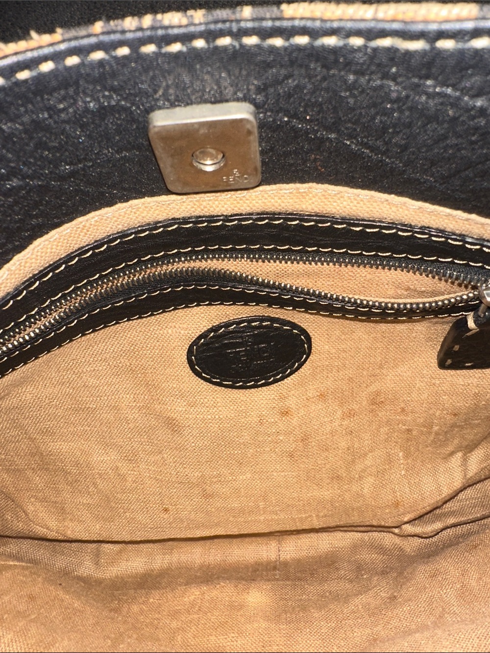 Auth. Fendi black and brown canvas bag with silver hardware with COA - Picture 16 of 16